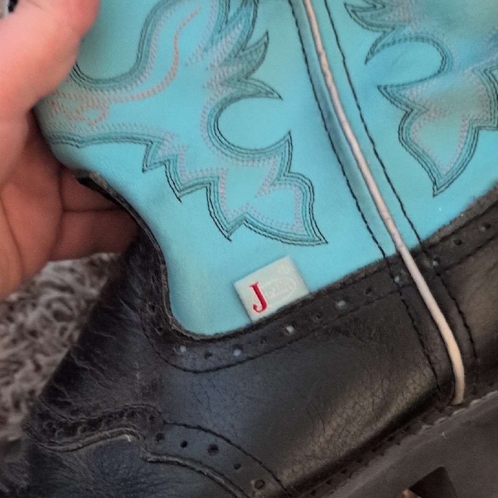 Justin Boots Turquoise and Black Heeled Boots
